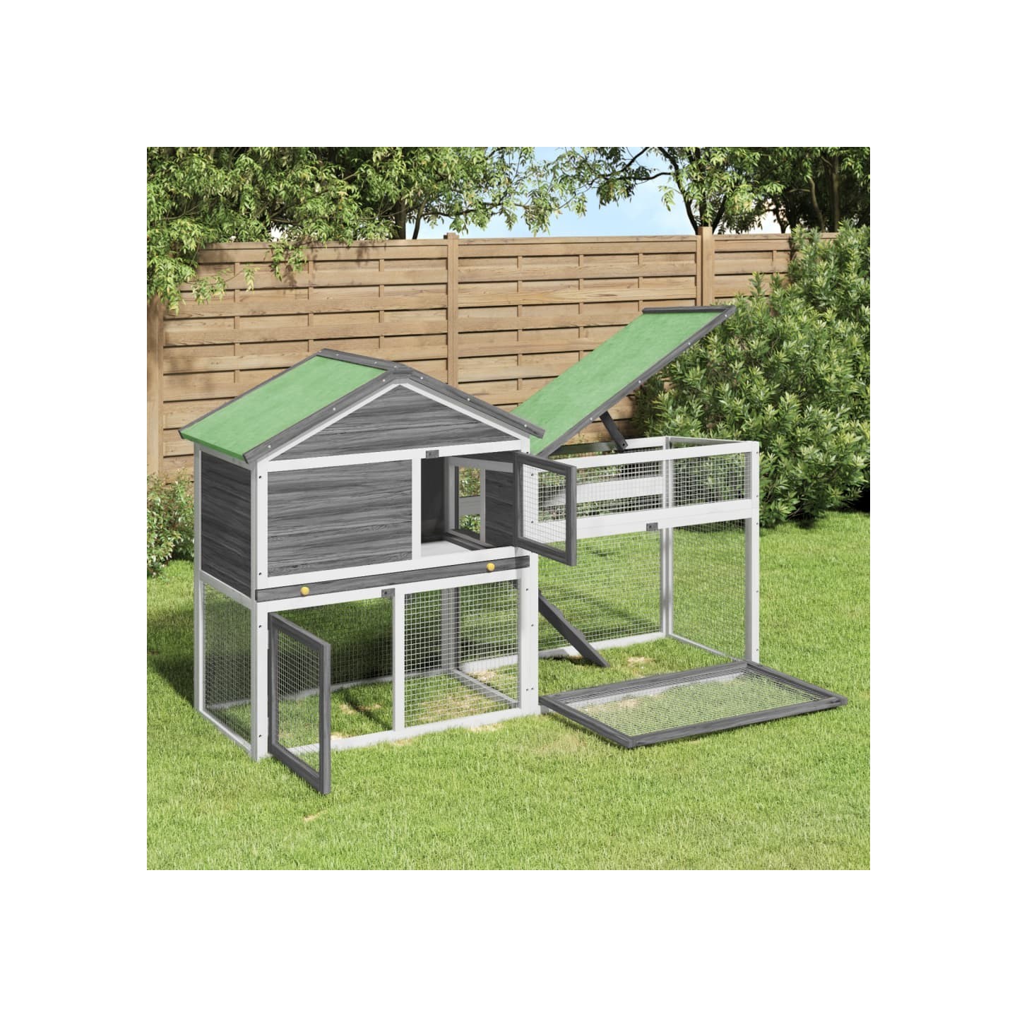 Clapier gris 185,5x60,5x109,5 cm bois de pin massif