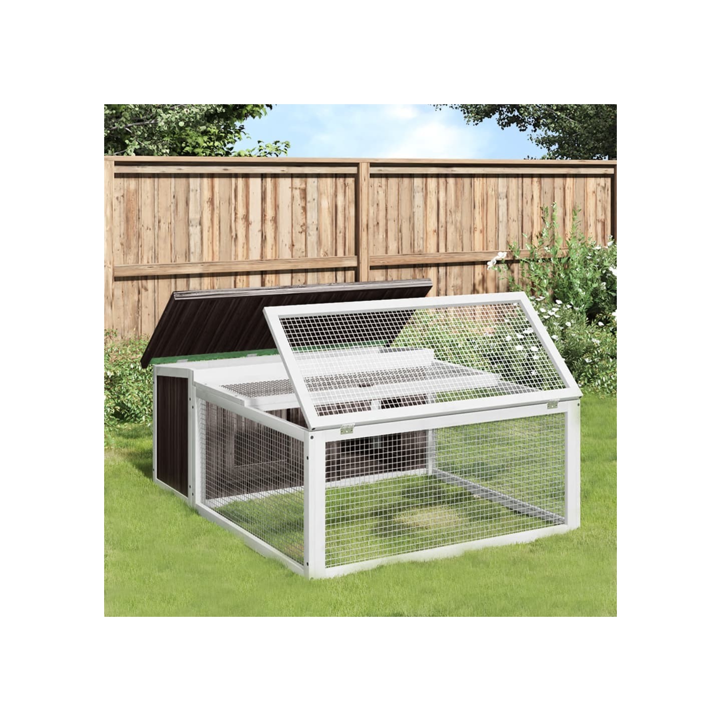 Clapier gris 117,5x97x47,5 cm bois de pin massif