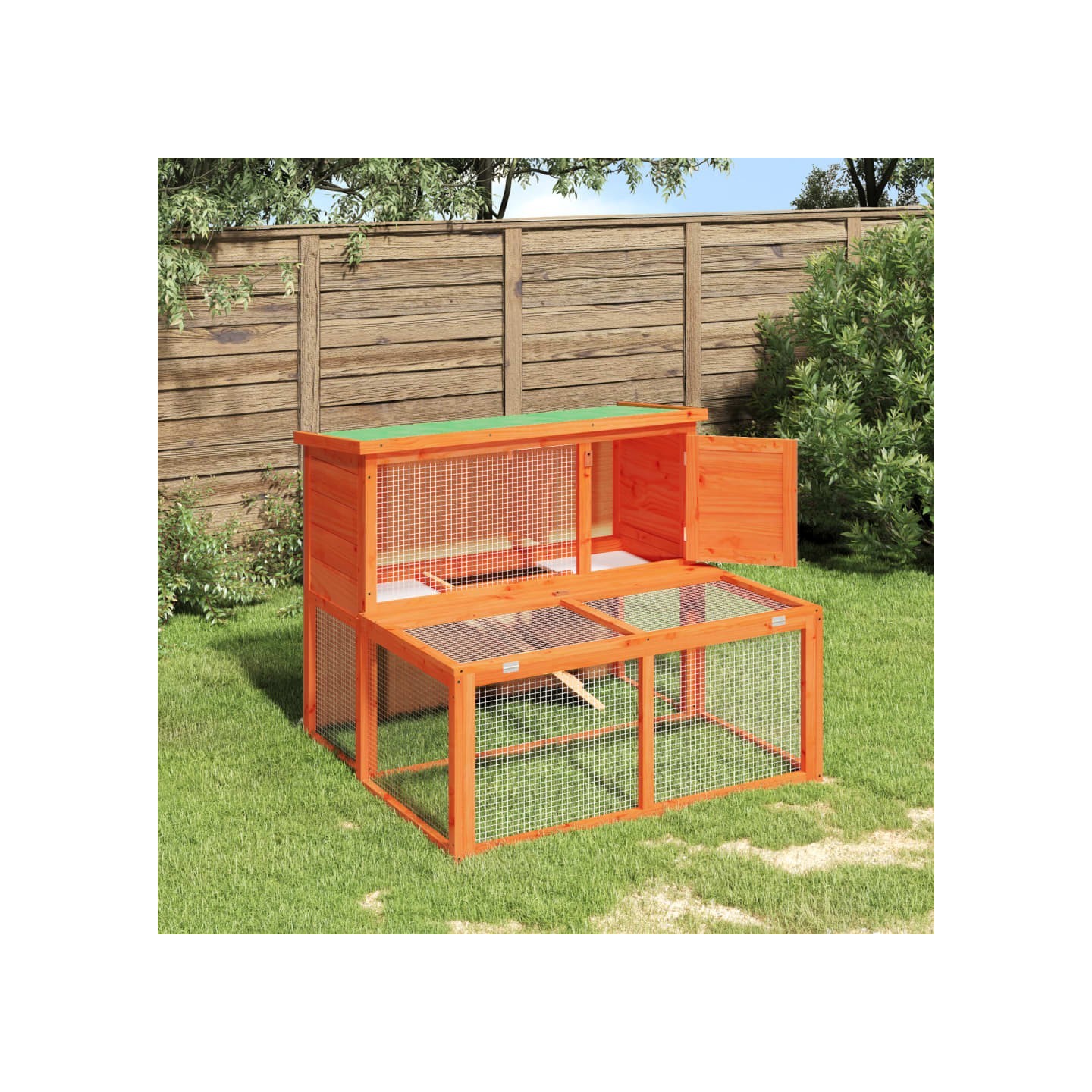 Clapier marron 102x90x84,5 cm bois de pin massif