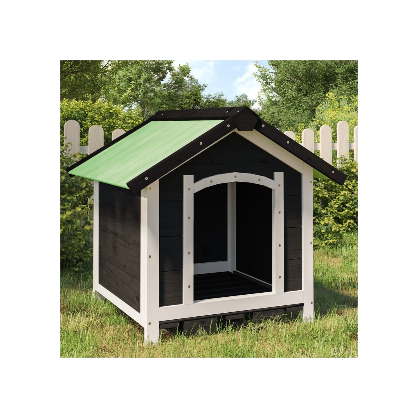 Chenil gris 65x65x61,5 cm bois de pin solide
