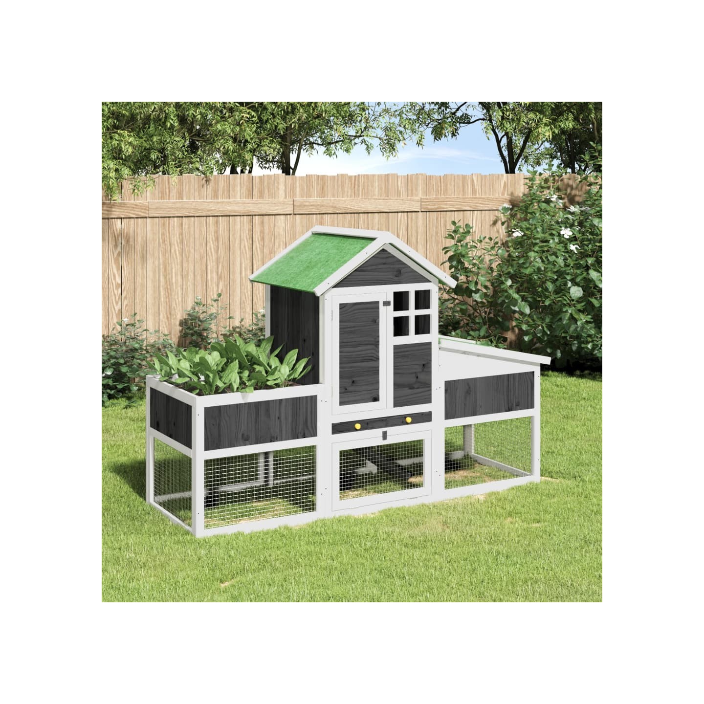 Clapier gris 170x63x113 cm bois de pin massif
