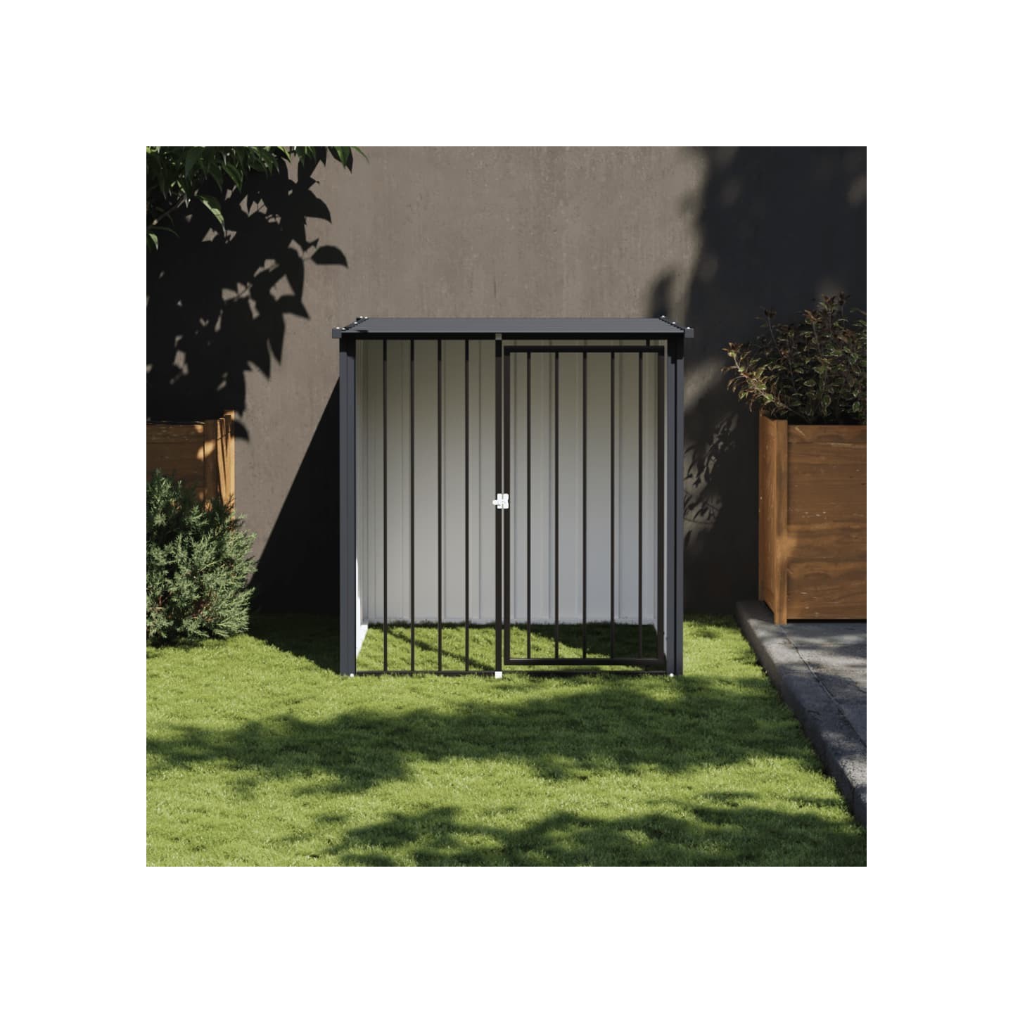 Niche pour chien avec toit noir 110x103x109 cm acier galvanisé