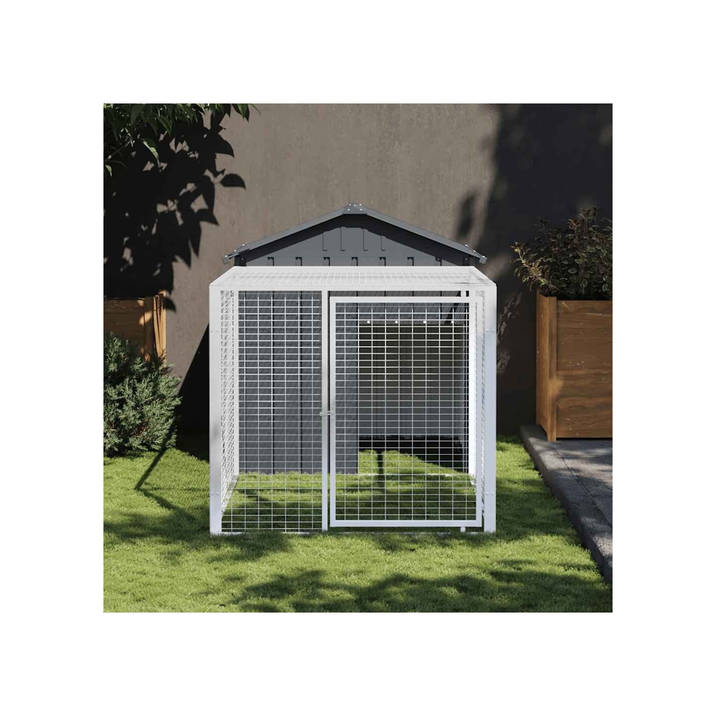 Cage à poulets avec enclos anthracite 117x201x123 cm