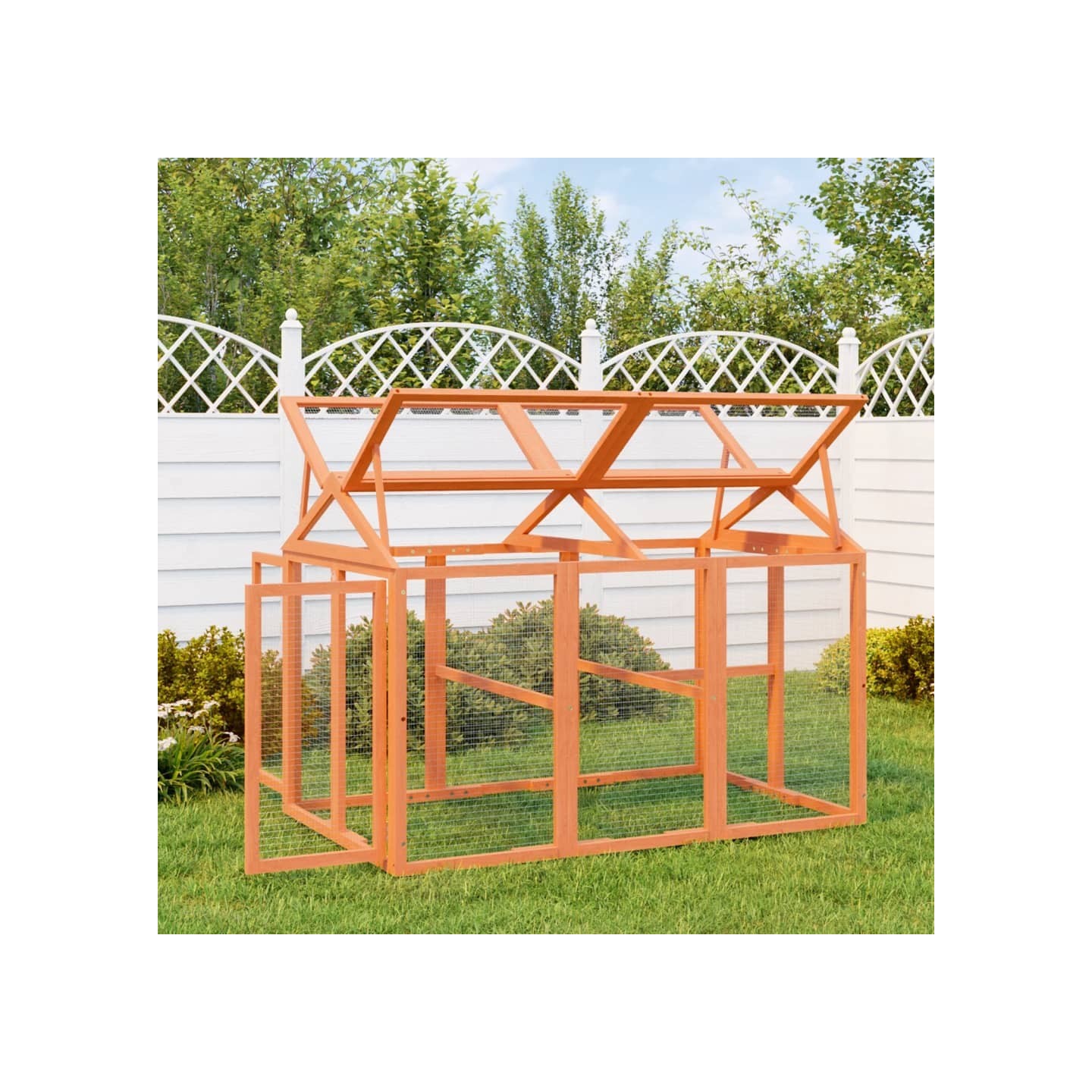 Enclos animaux marron 141x94x104 cm bois massif de pin