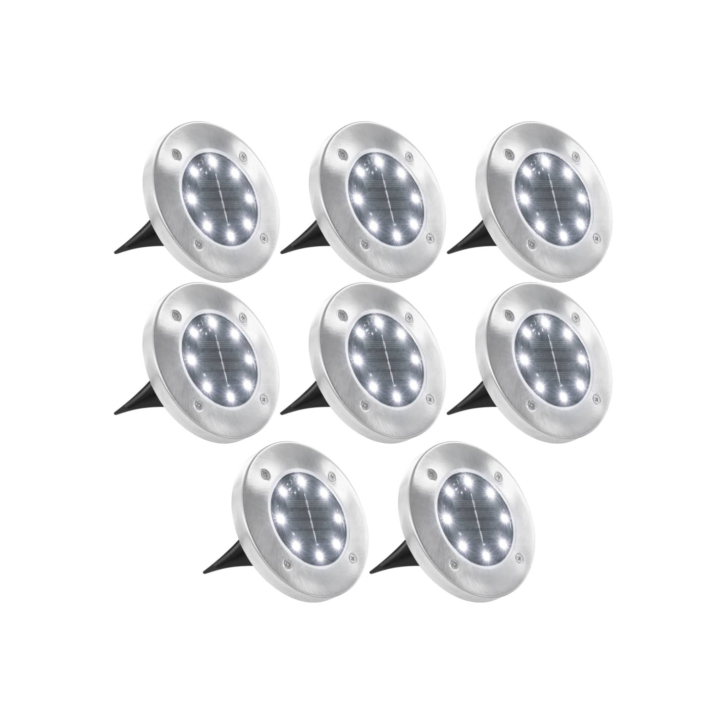 Lampe solaire au sol 8 pcs Lumières LED blanches