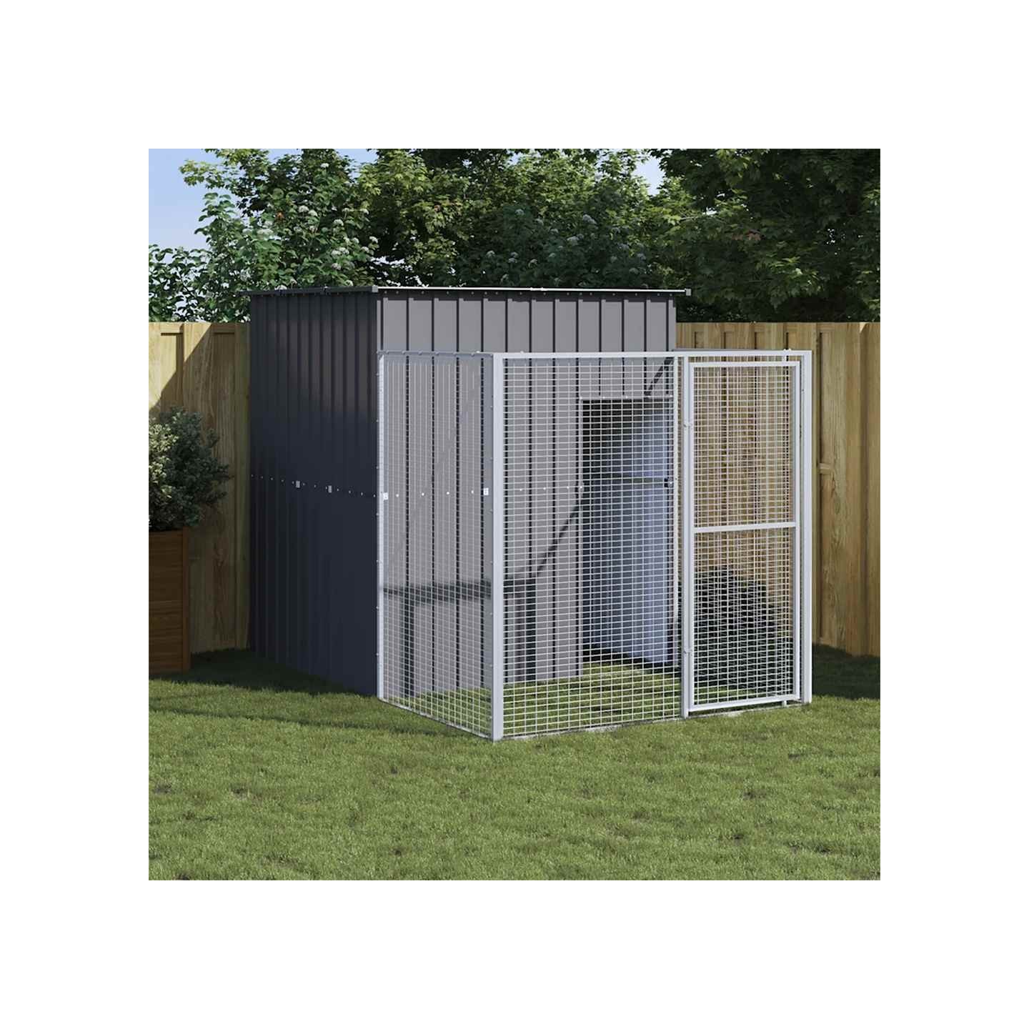 Niche pour chien avec cour anthracite 165x251x181 cm