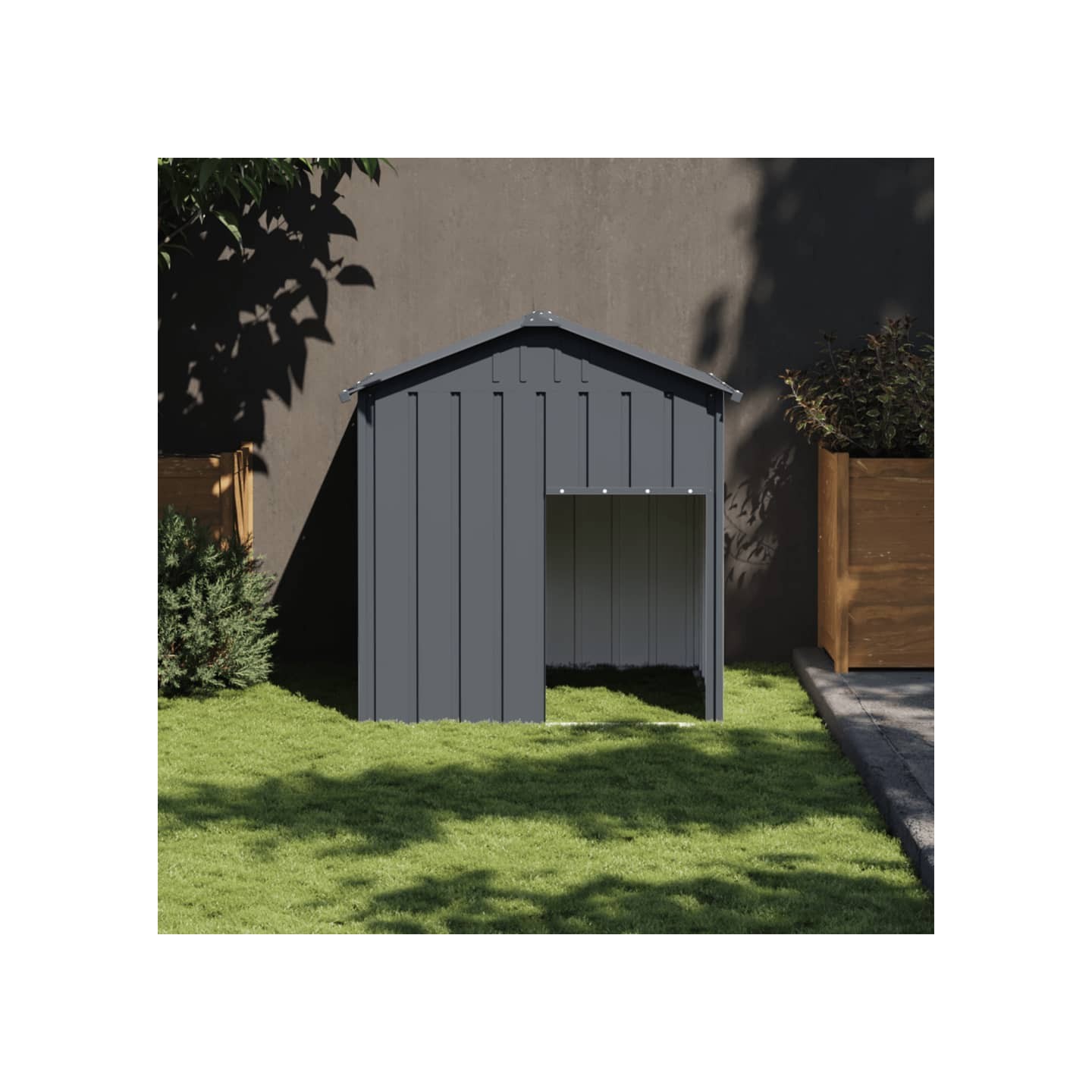 Niche pour chien avec toit anthracite acier galvanisé