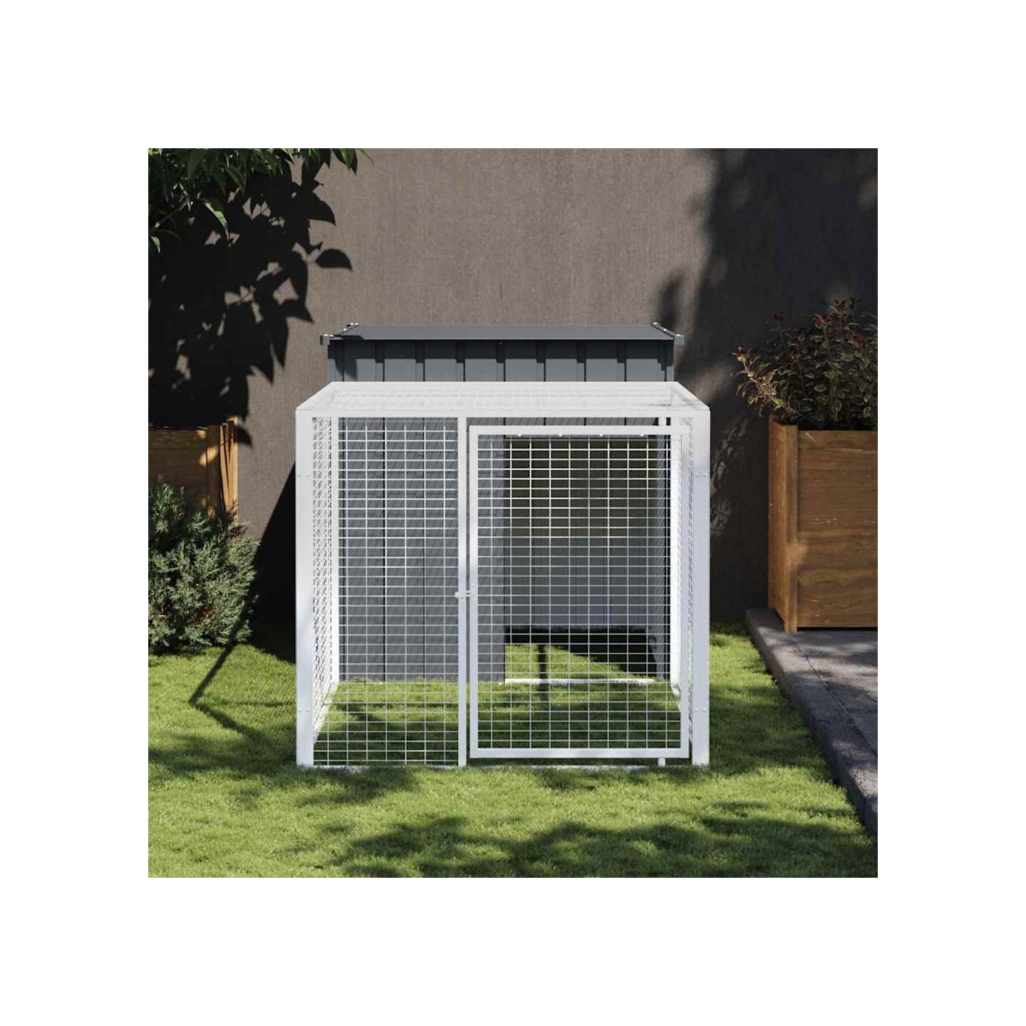 Cage à poulets avec enclos anthracite 110x201x110 cm