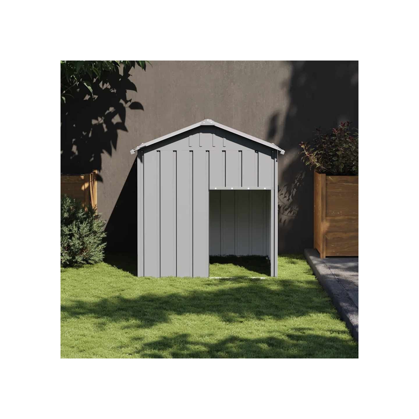 Niche pour chien avec toit gris clair acier galvanisé