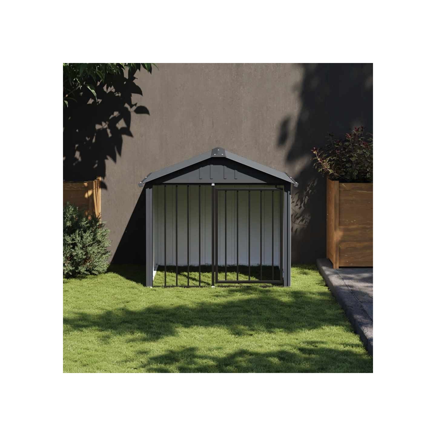 Niche pour chien avec toit noir 117x103x102 cm acier galvanisé