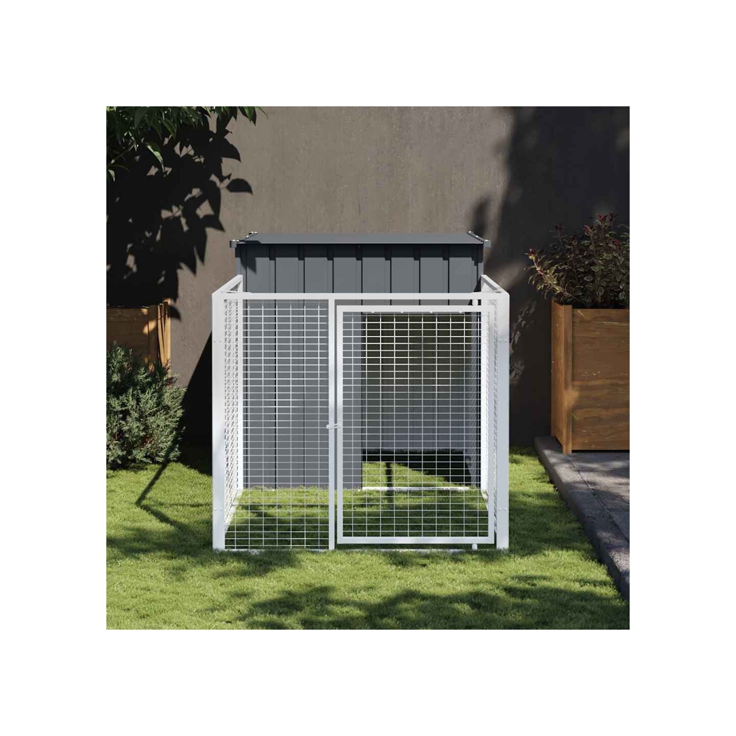 Niche pour chien avec cour anthracite 110x201x110 cm