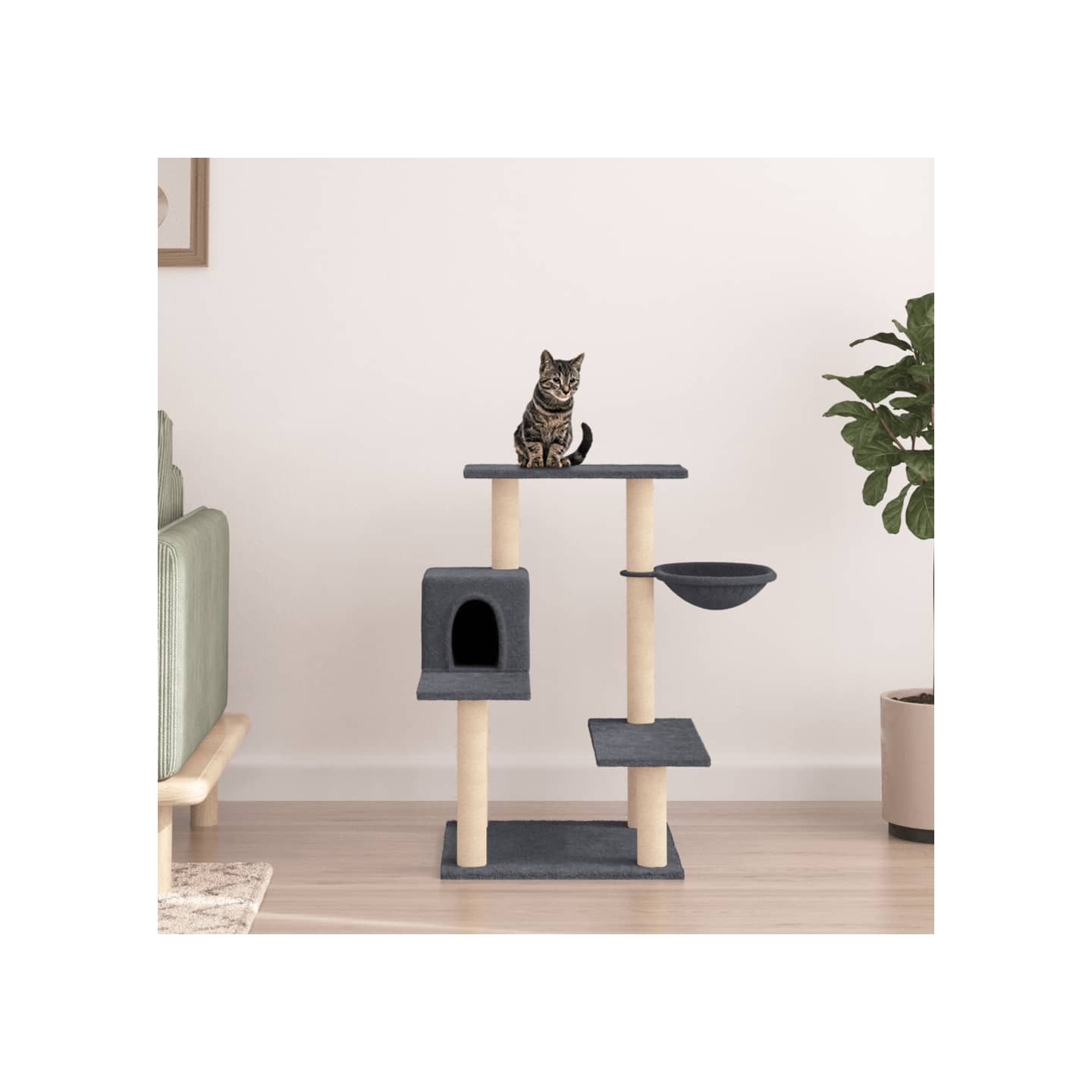 Arbre à chat avec griffoirs en sisal gris foncé 82,5 cm
