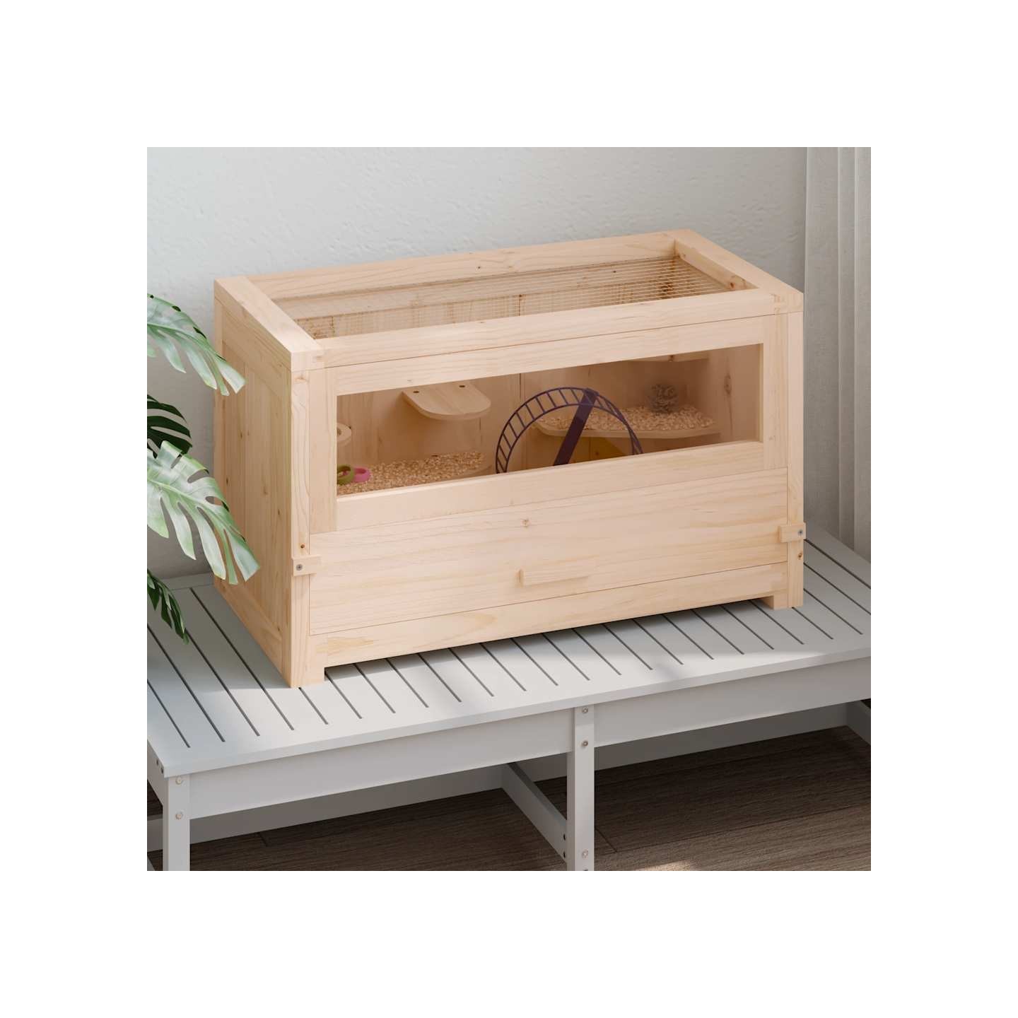 Cage à hamster 60x30x35 cm bois massif de sapin