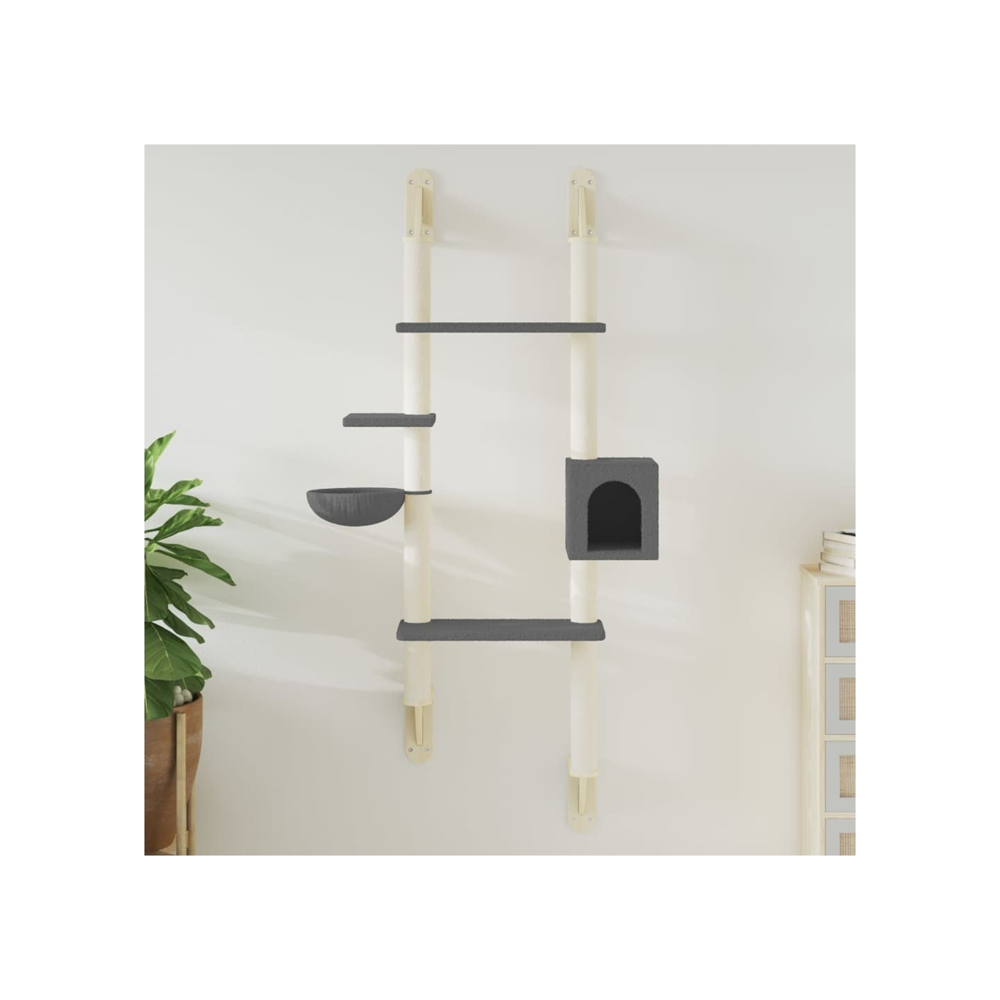 Arbre à chat mural avec griffoir gris foncé 180 cm