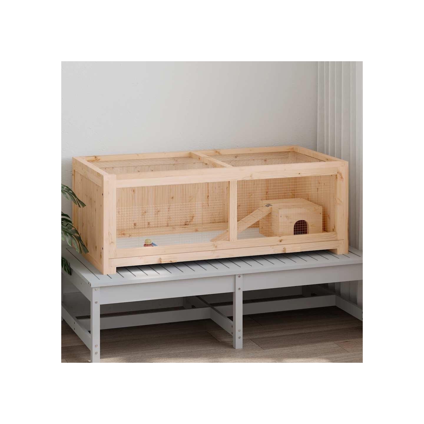 Cage à hamster 104x52x38 cm bois massif de sapin