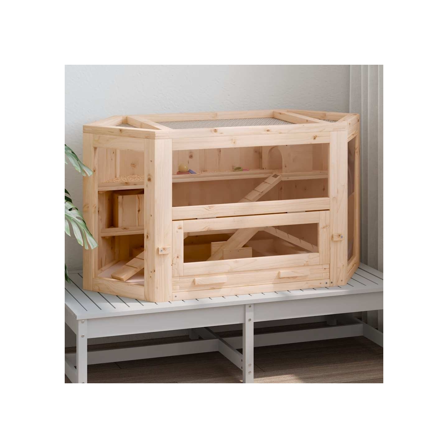 Cage à hamster 80x40x43 cm bois massif de sapin