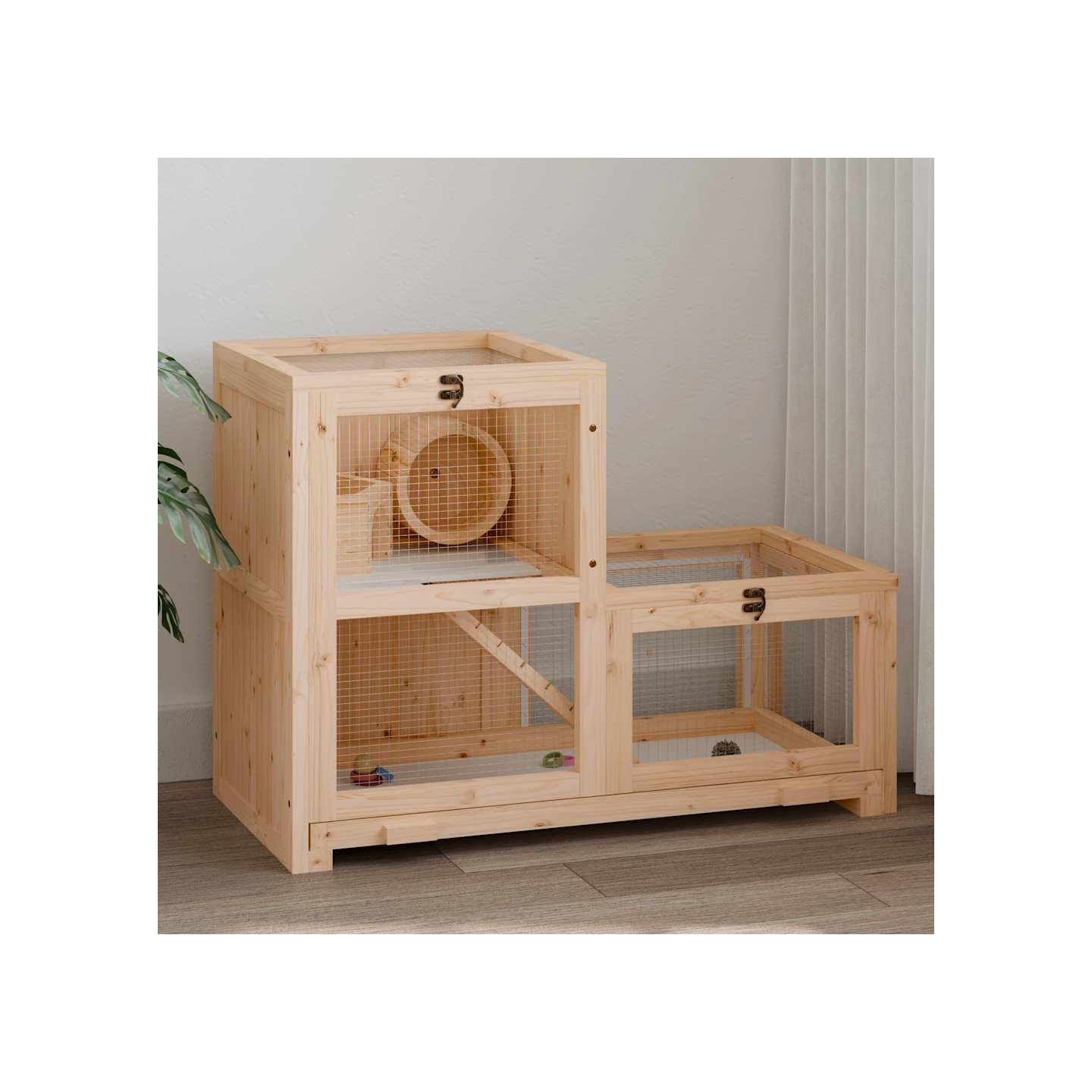 Cage à hamster 81x40x60 cm bois massif de sapin