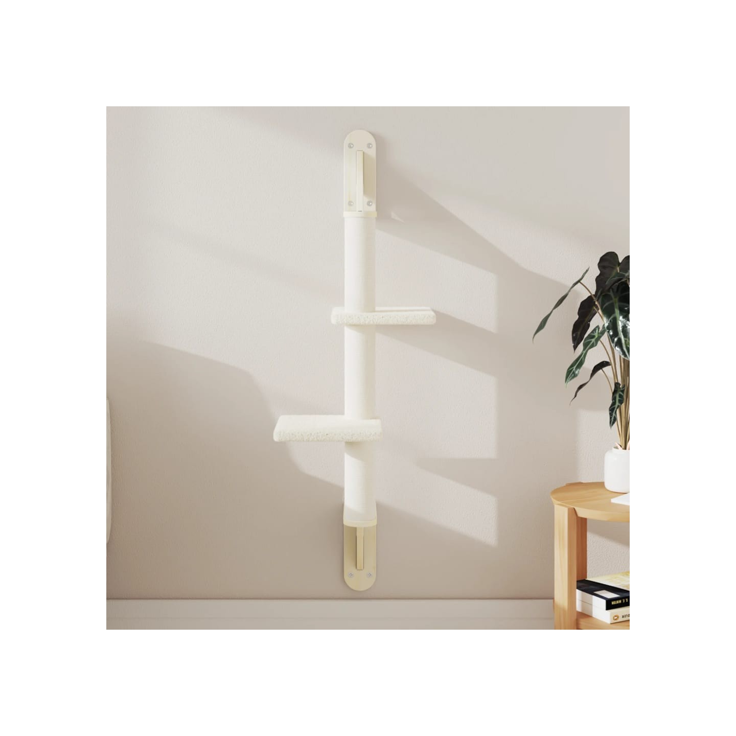 Arbre à chat mural avec griffoir crème 108 cm