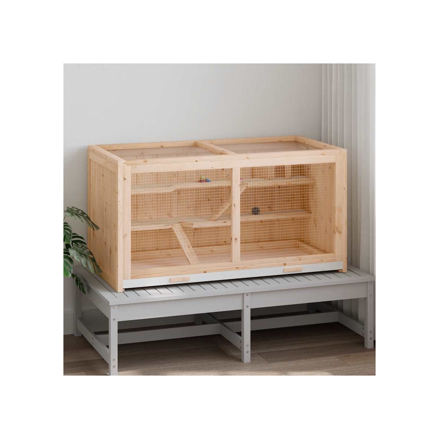 Cage pour hamster 104 x 52 x 54 cm Bois massif Sapin