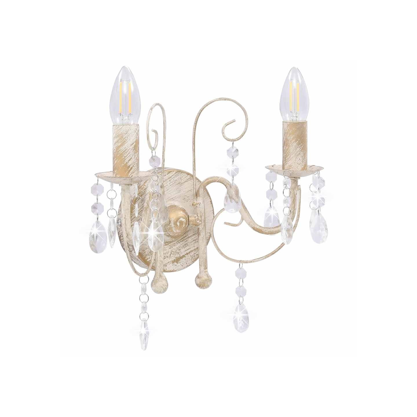 Applique murale à perles Blanc antique 2 ampoules E14