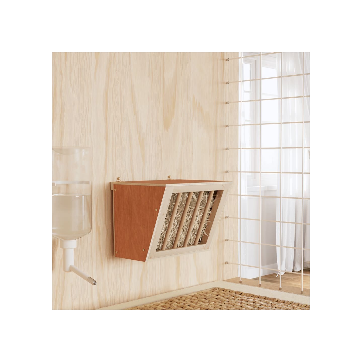 Mangeoire à foin pour lapins 25x18,5x20,5 cm bois massif sapin