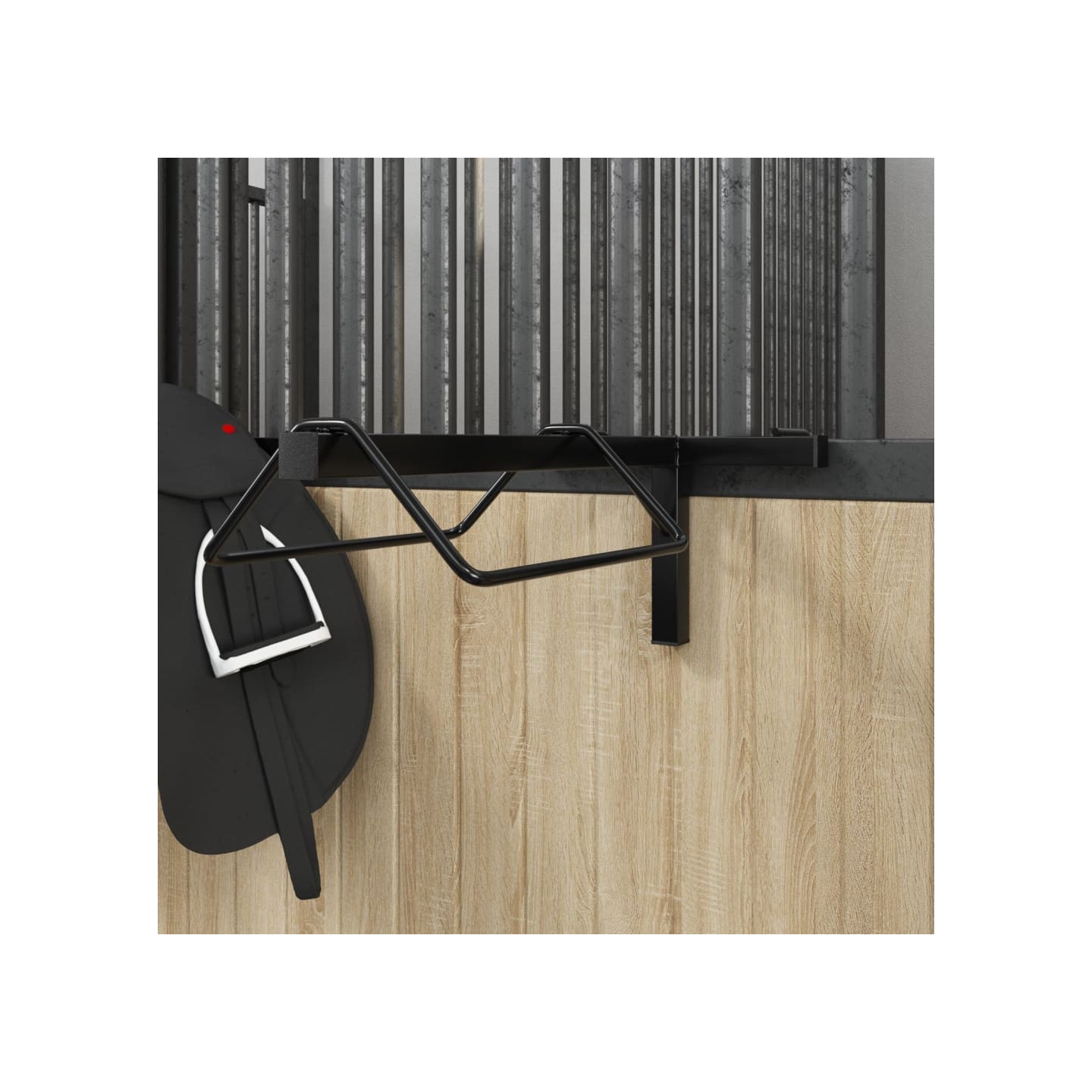 Porte-selle mural noir fer