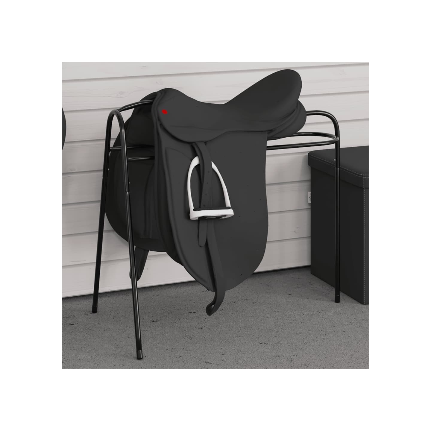 Porte-selle à 3 pieds autoportant noir fer