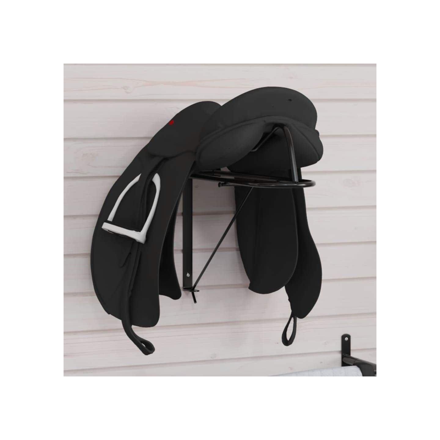 Porte-selle pliable mural noir fer