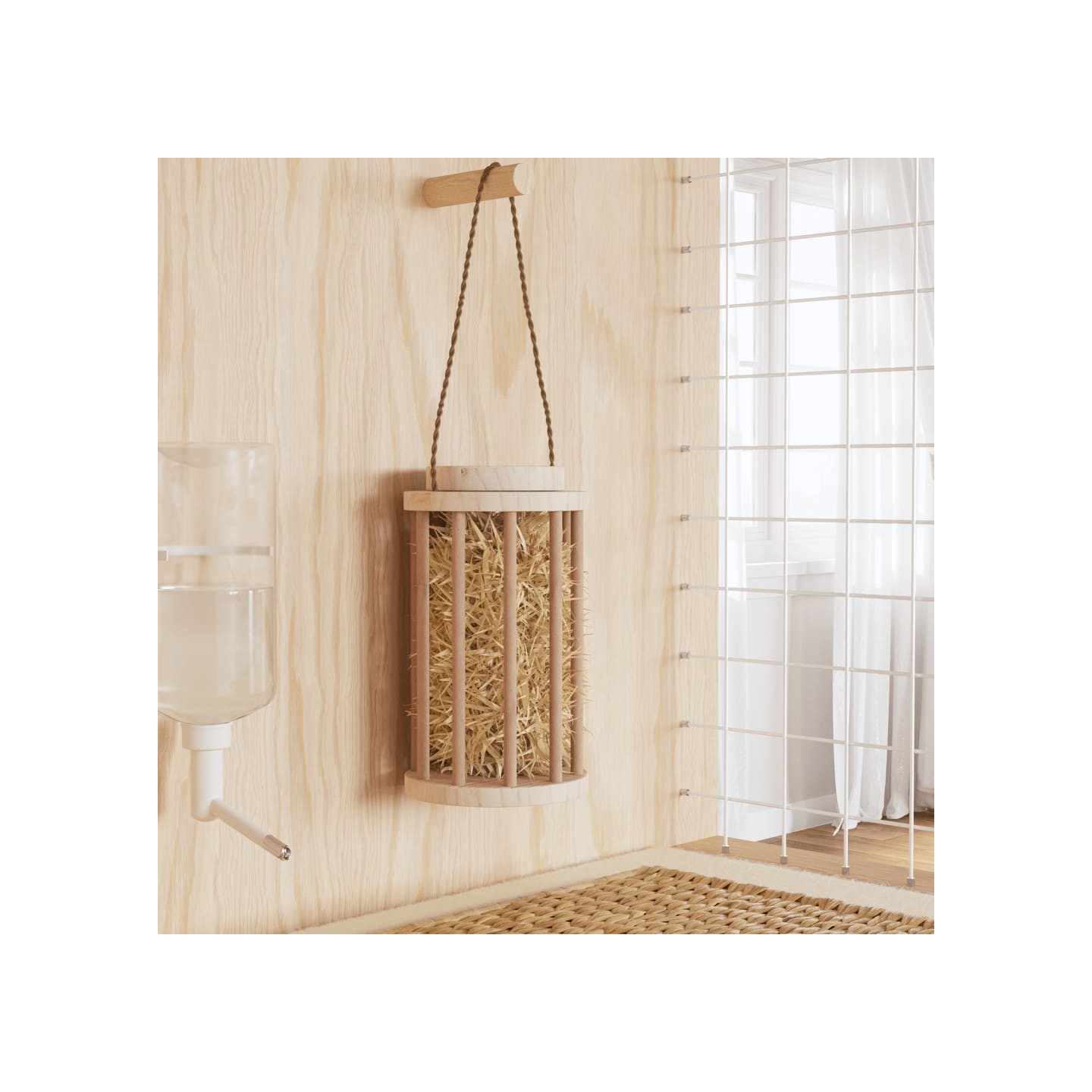 Mangeoire à foin pour lapins Ø15x25,5 cm bois massif de sapin