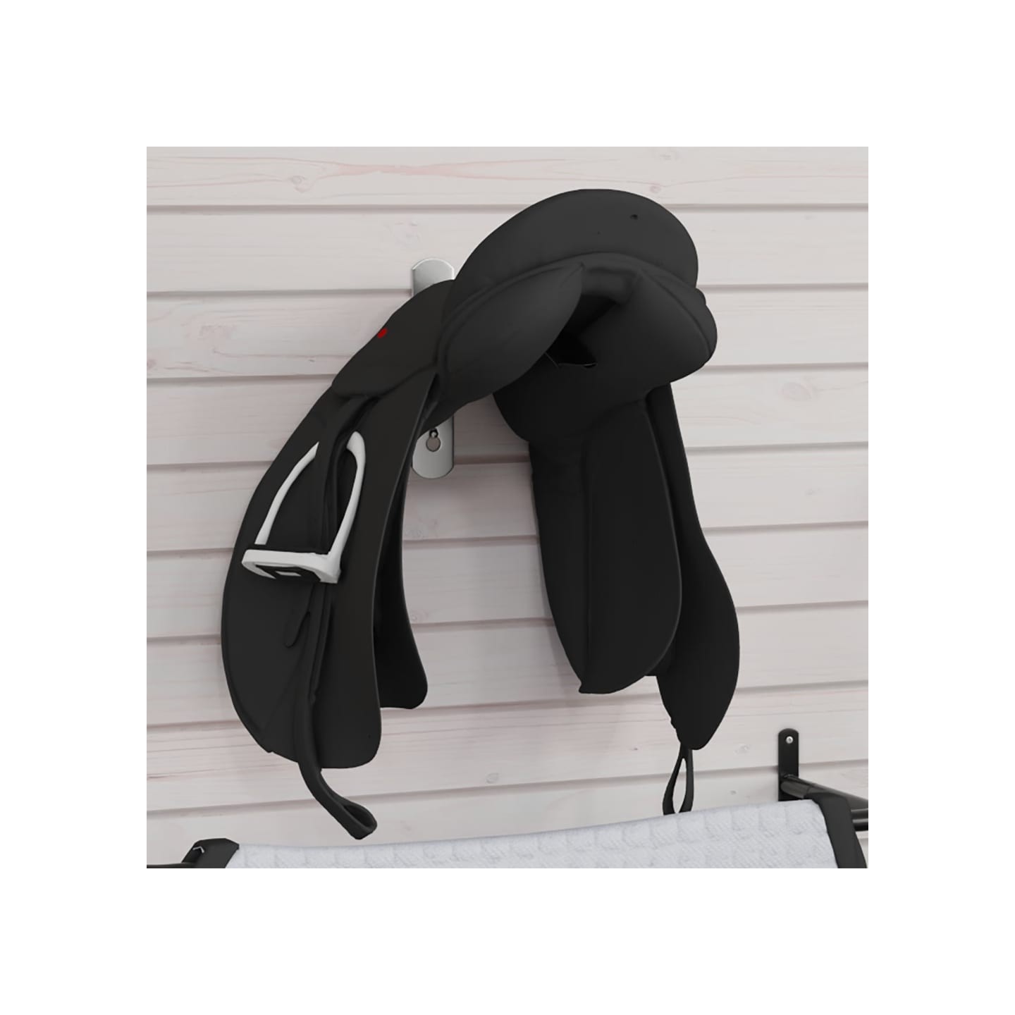 Porte-selle avec crochet de bride à un bras pliable noir fer