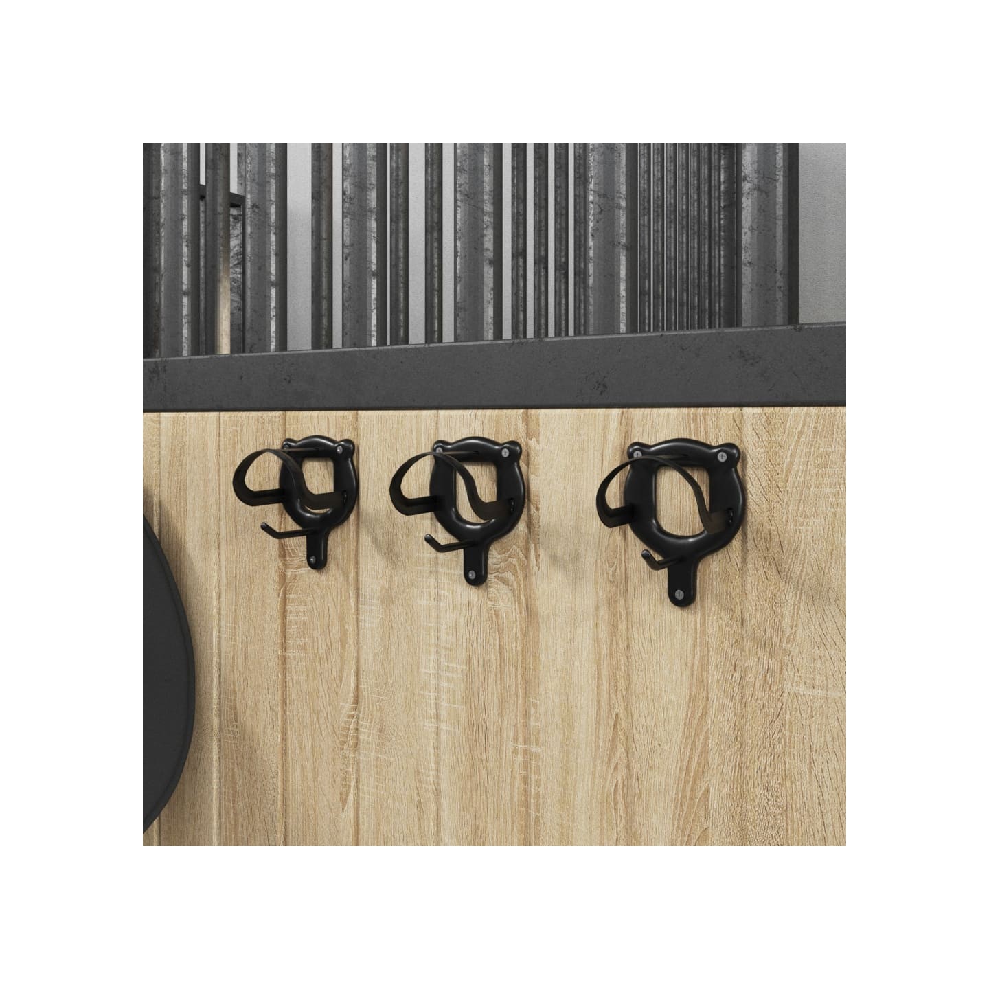Porte-brides 3 pcs mural noir fer
