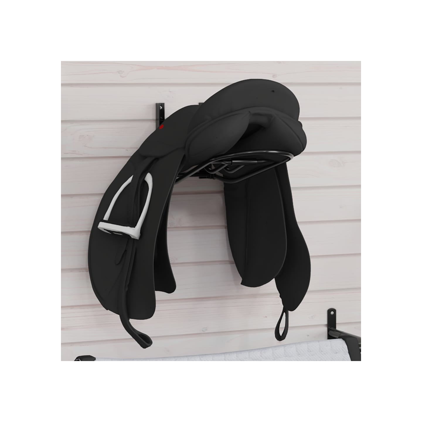 Porte-selle pliable mural noir fer