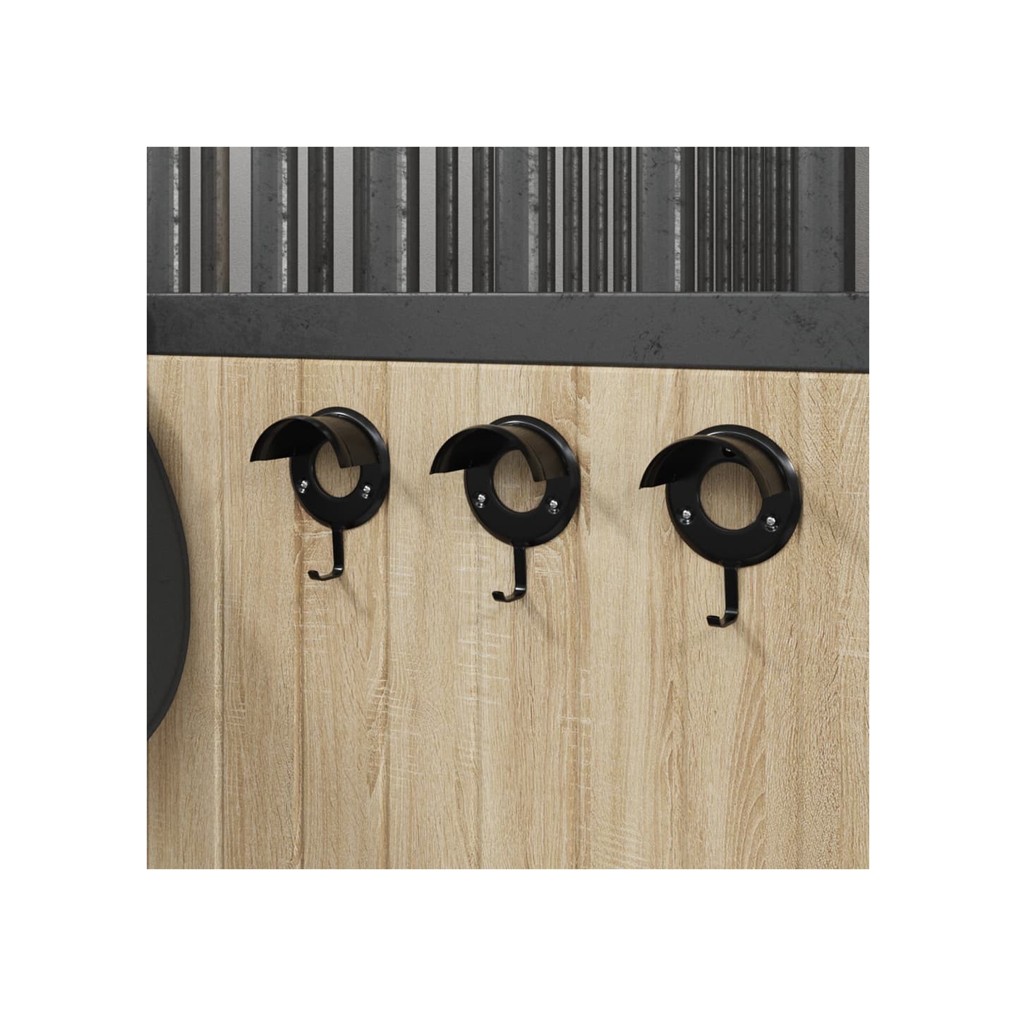 Porte-brides 3 pcs mural noir fer