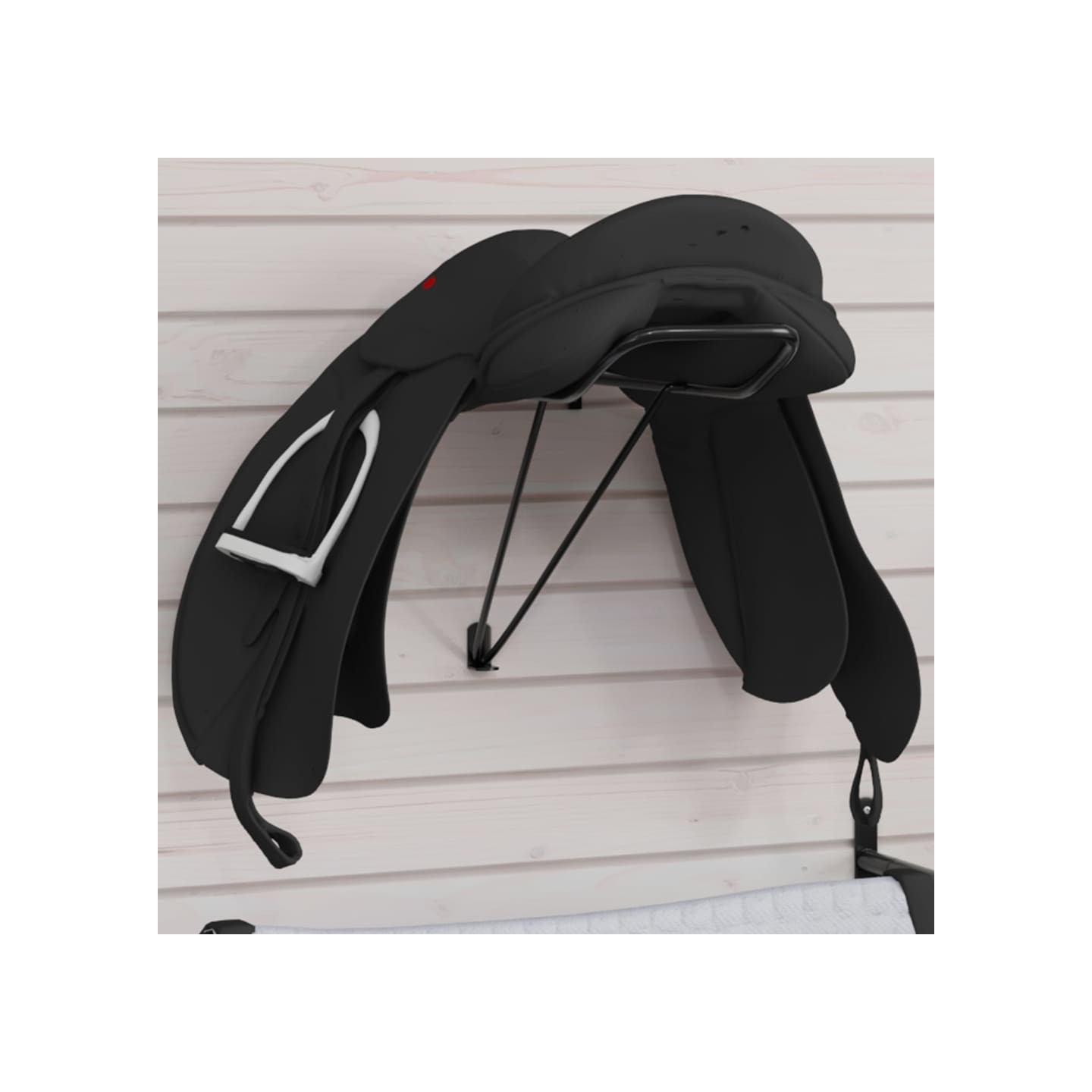 Porte-selle pliable mural noir fer