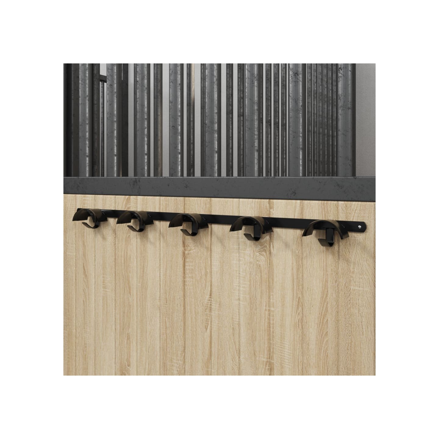 Porte-bride pour 5 brides avec 5 crochets noir fer