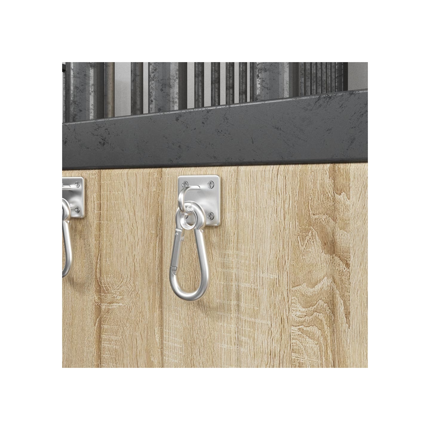 Plaques à œillets mousquetons 3 pcs 360° tournant argenté acier
