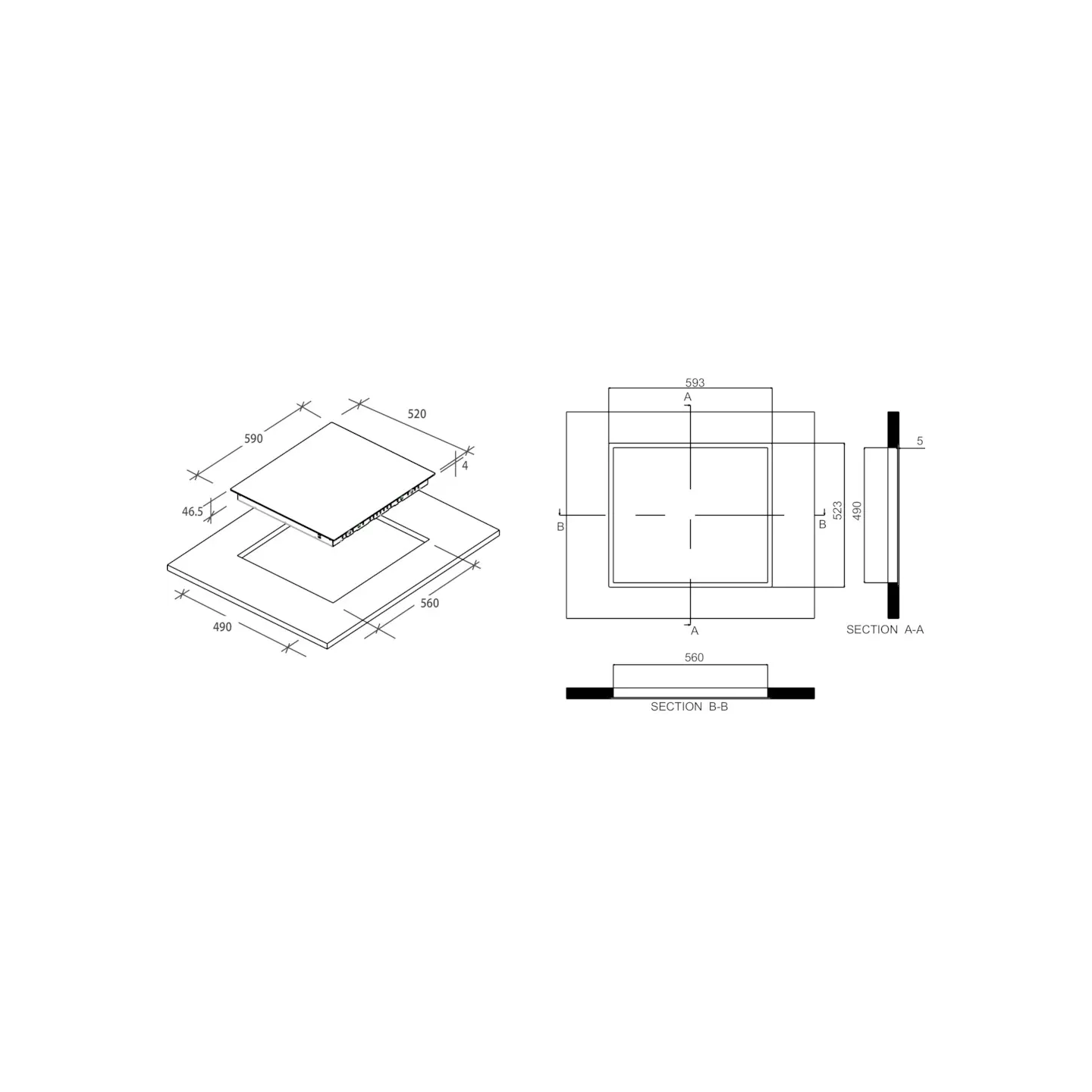 Plaque vitrocéramique Candy CH64CCB 4 foyers 60 cm | Nimestore