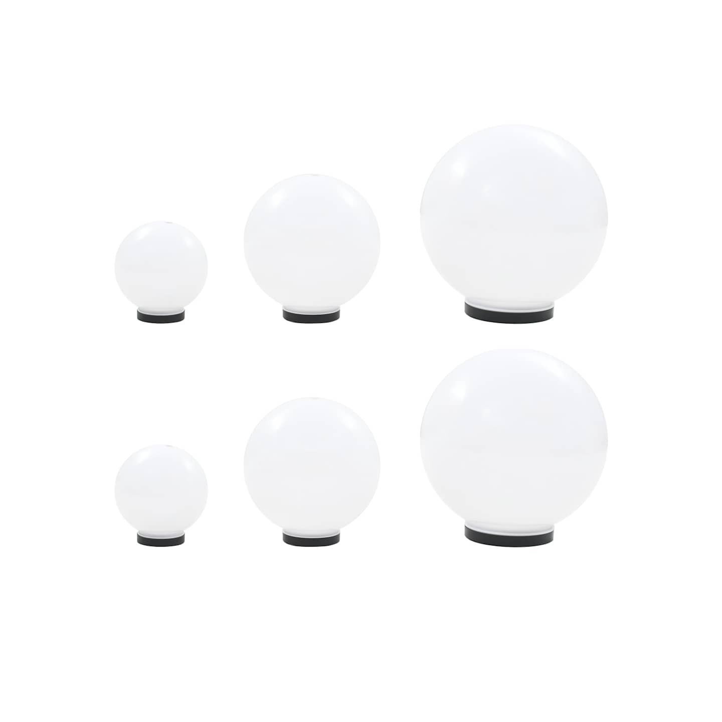 6 pcs Jeu de lampe boule à LED PMMA sphérique 20/30/40 cm