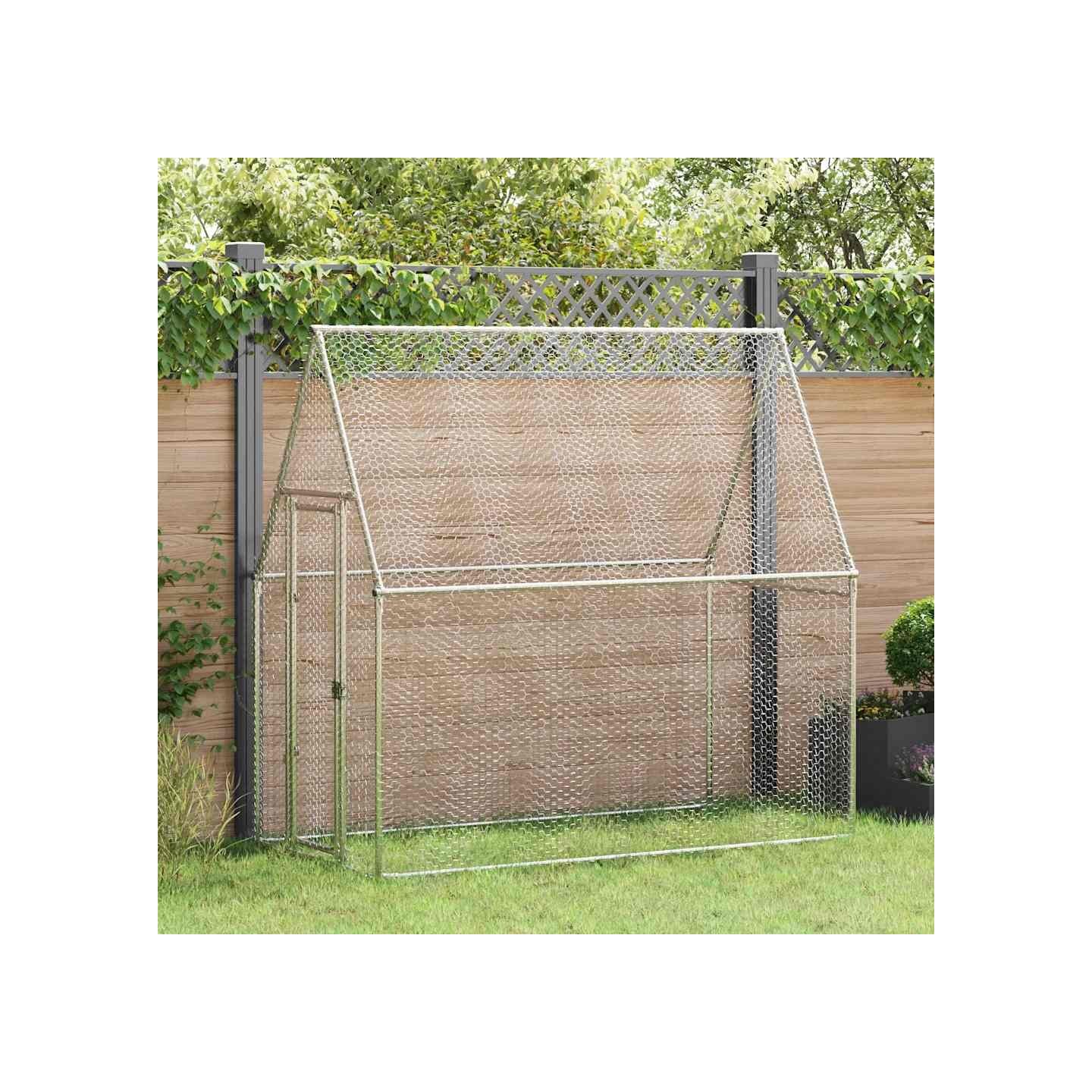 Cage pour poules argenté 200x100x190 cm acier galvanisé