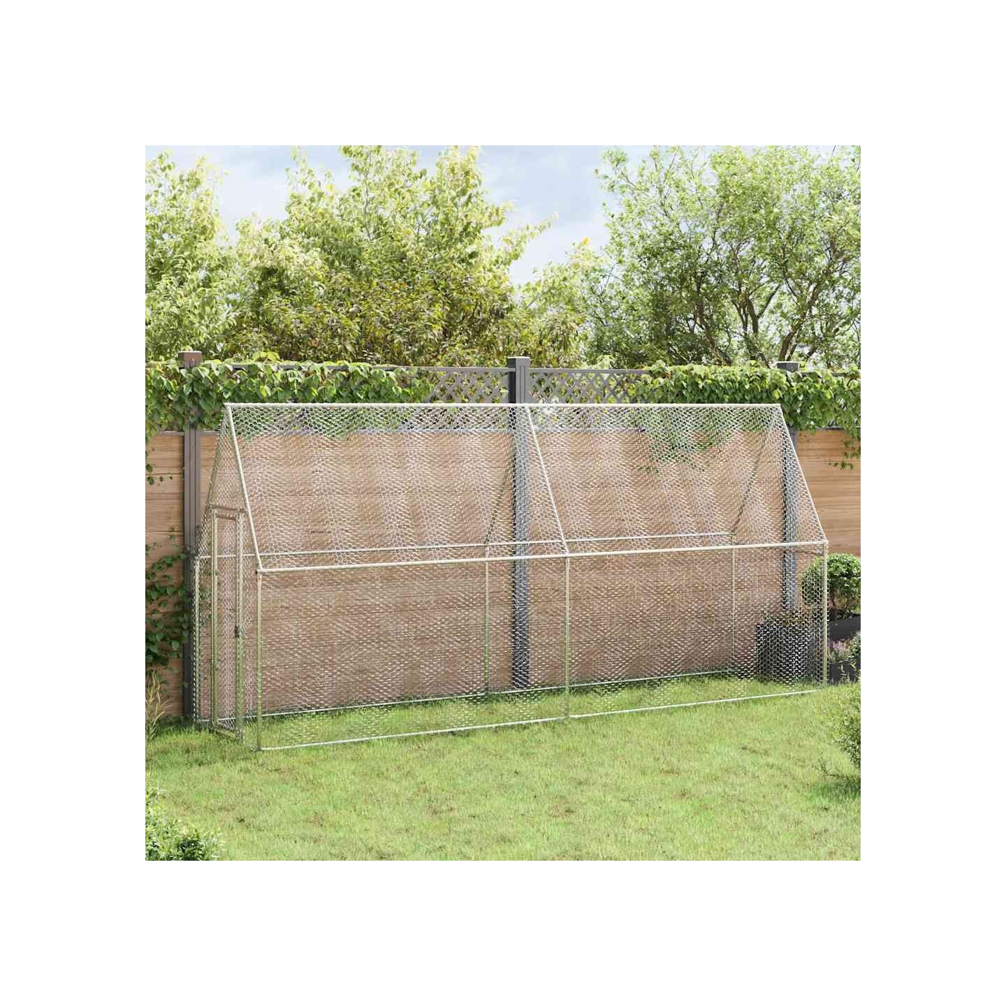 Cage pour poules argenté 400x100x190 cm acier galvanisé