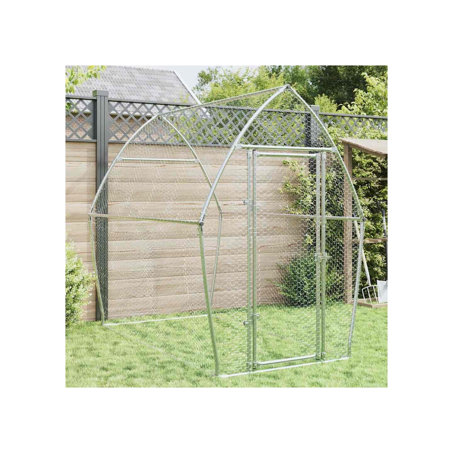 Cage pour poules argenté 200x105x182 cm acier galvanisé