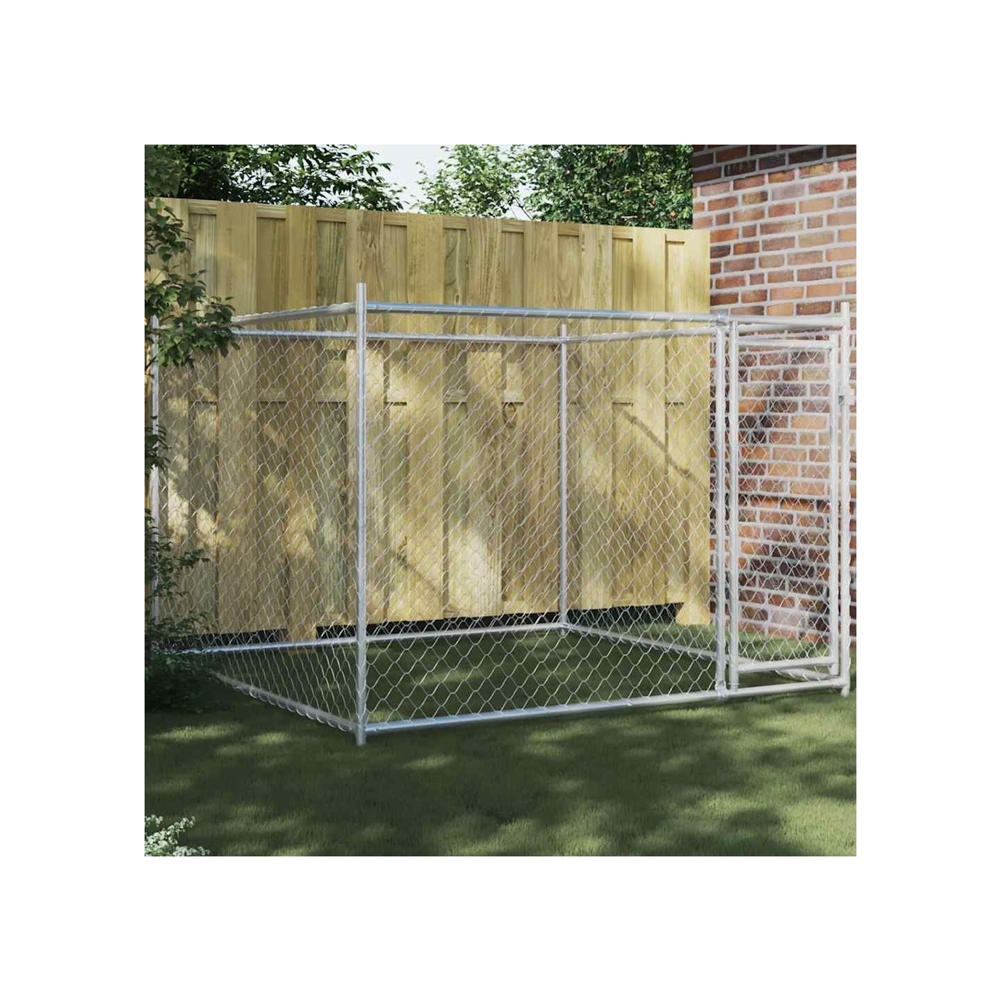 Cage pour chien avec porte gris 2x2x1,5 m acier galvanisé