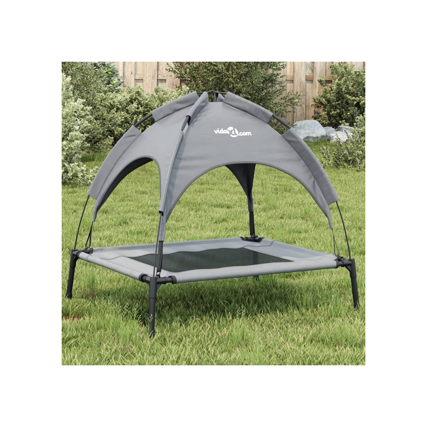 Lit pour chien avec auvent anthracite tissu Oxford et acier
