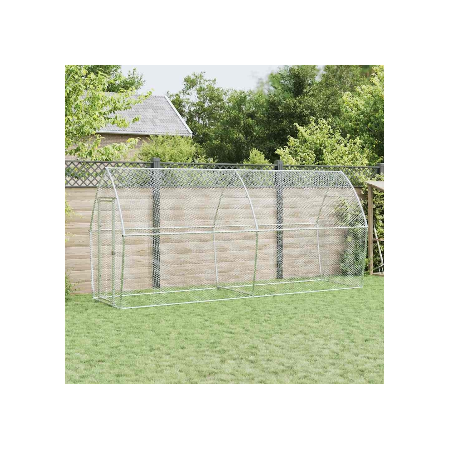 Cage pour poules argenté 400x105x182 cm acier galvanisé