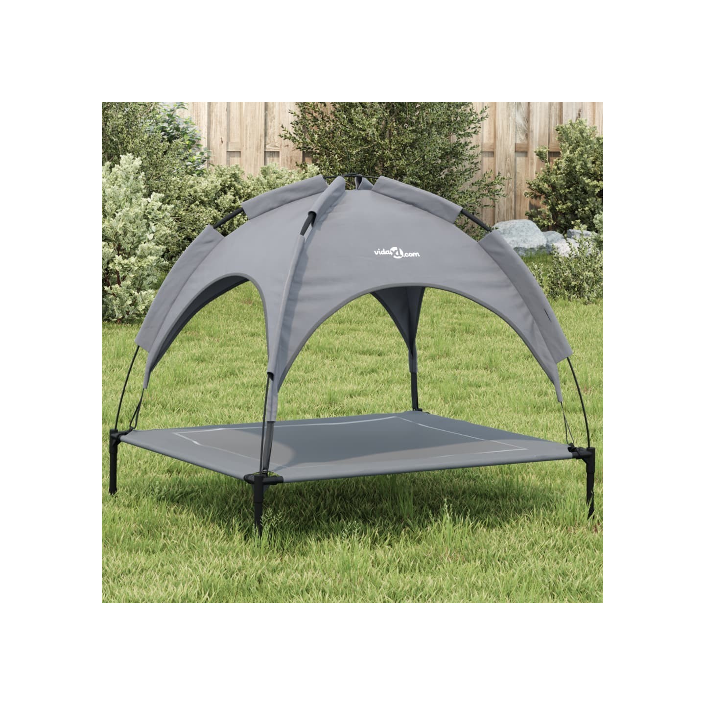 Lit pour chien avec auvent anthracite tissu Oxford et acier