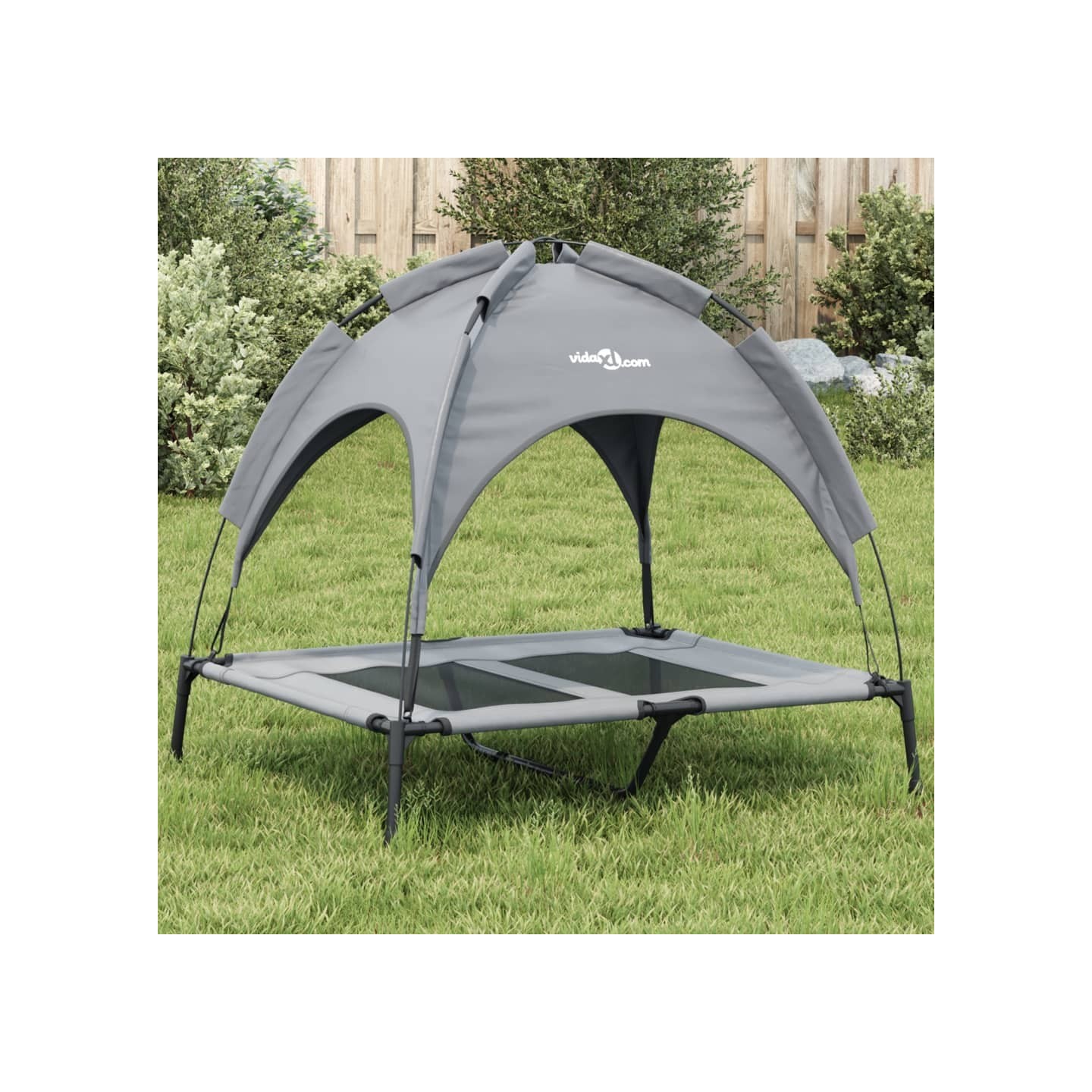 Lit pour chien avec auvent anthracite tissu Oxford et acier