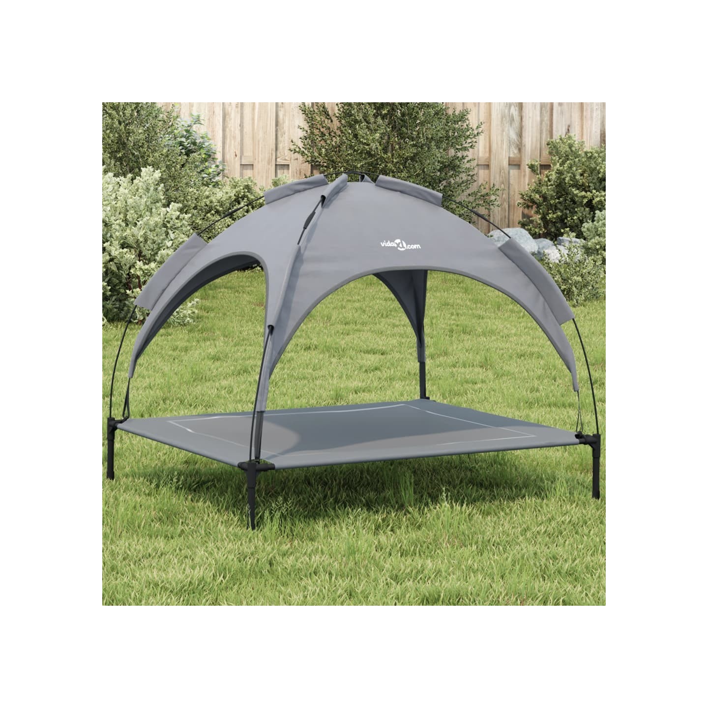 Lit pour chien avec auvent anthracite tissu Oxford et acier