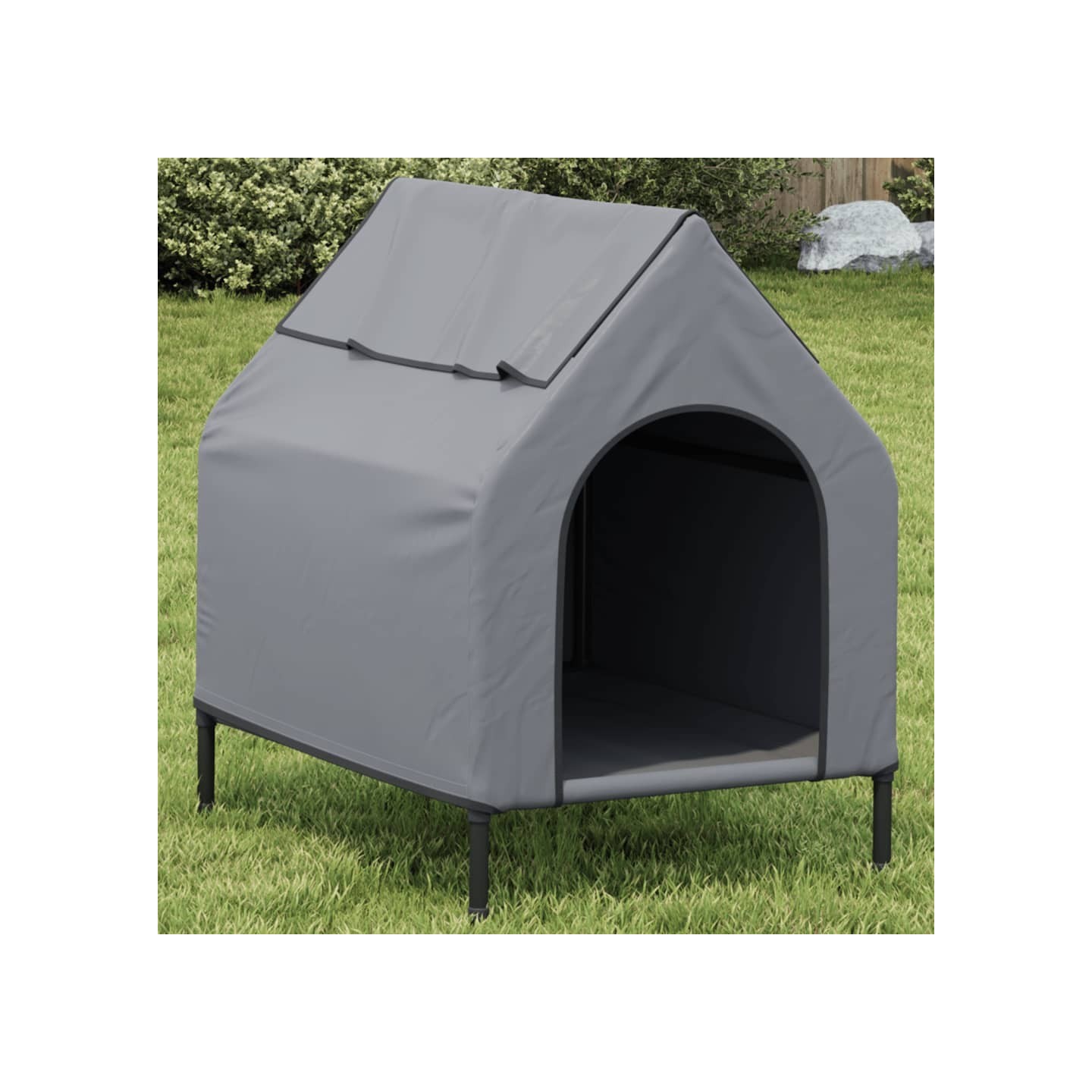Niche pour chien gris clair tissu oxford et acier