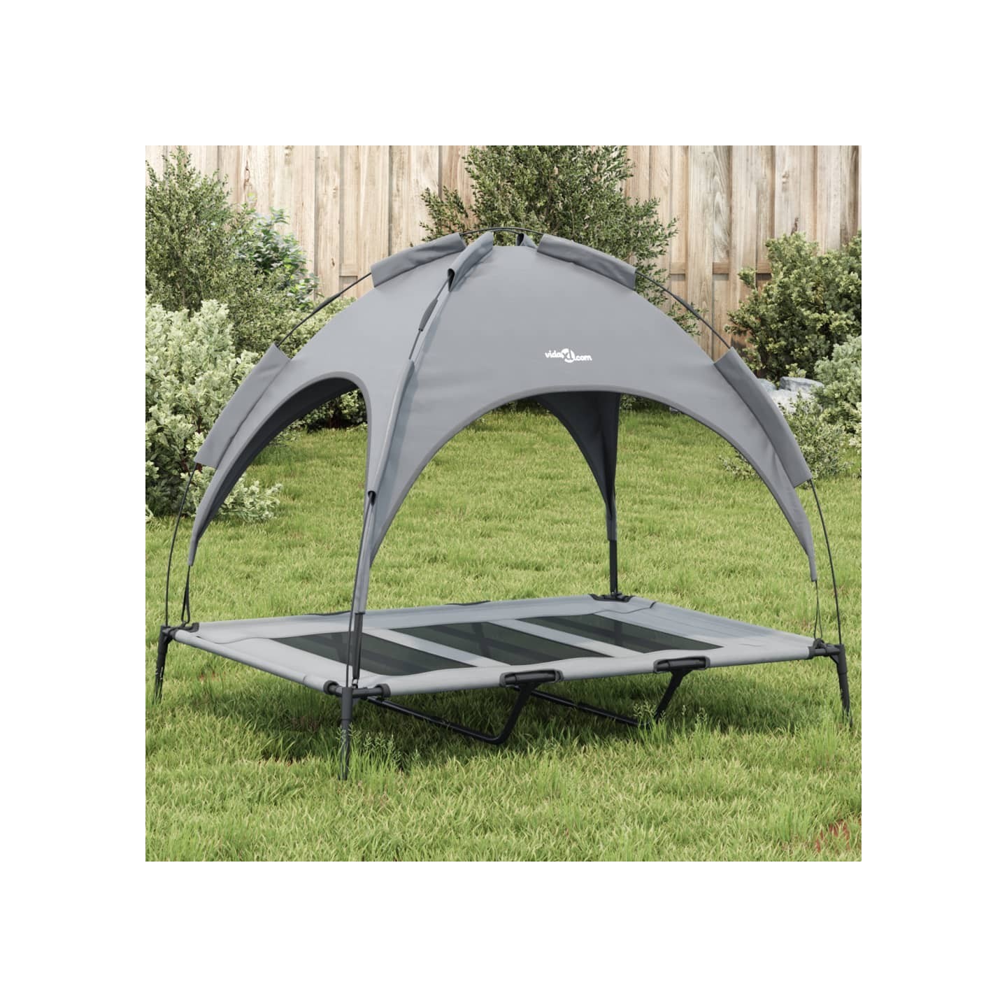 Lit pour chien avec auvent anthracite tissu Oxford et acier