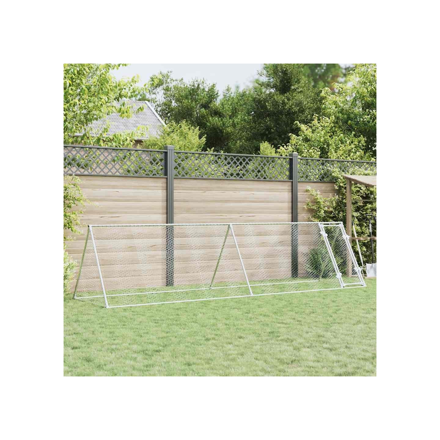 Cage pour poules argenté 400x105x91 cm acier galvanisé